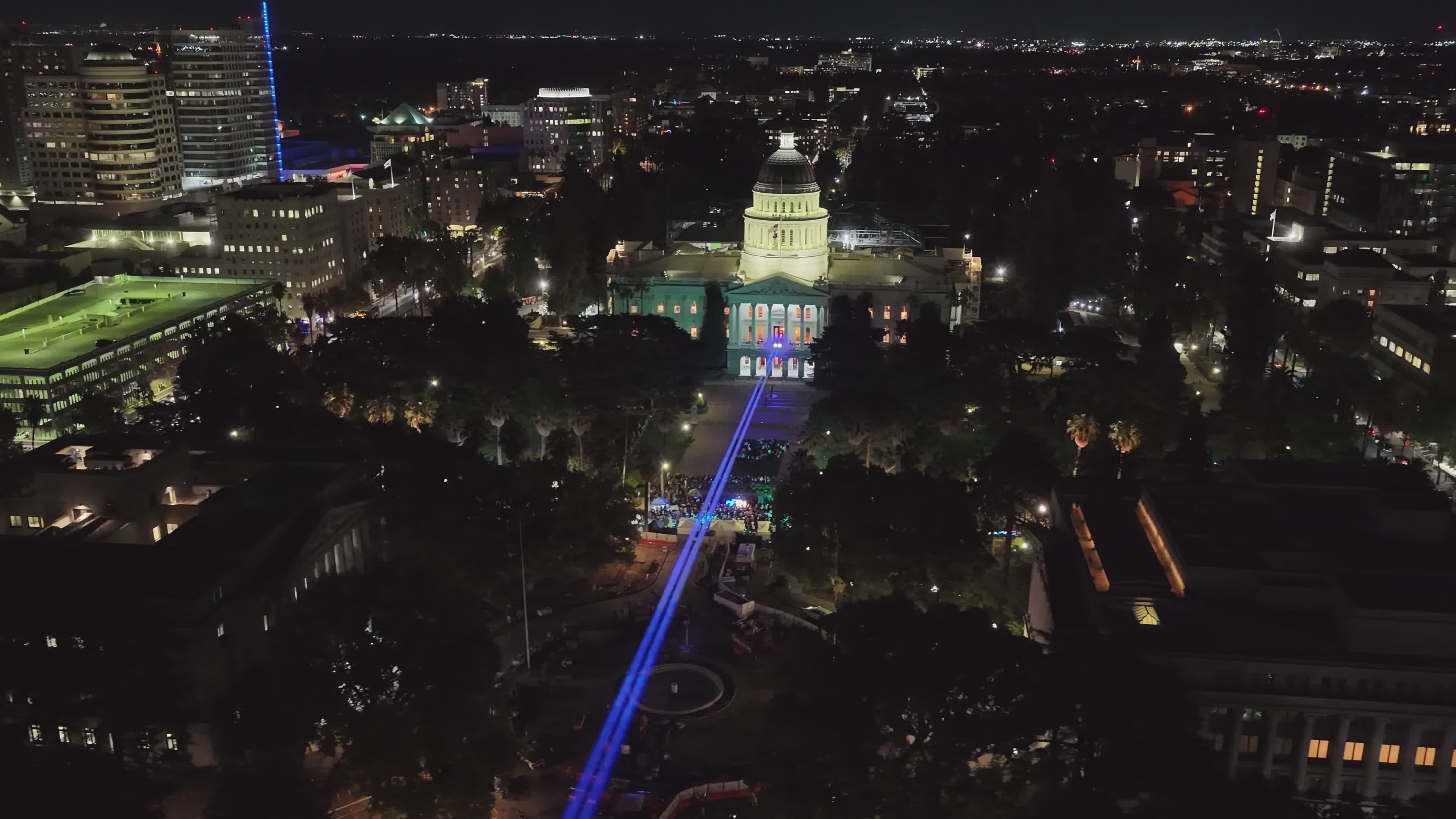 Aerial Night View of Capitol Building Illuminated Free Stock Video ...