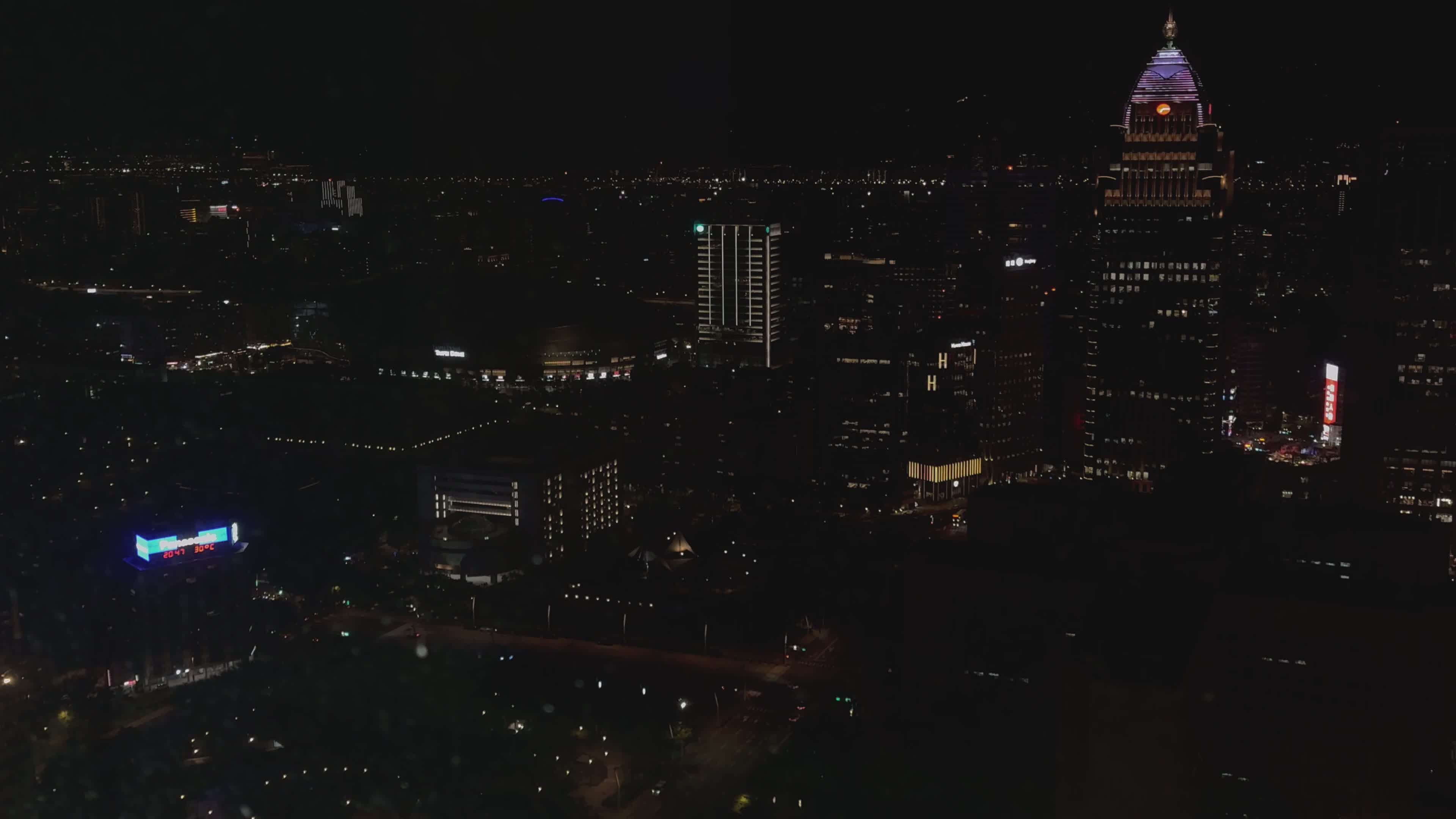 Aerial View of City Skyline at Night Free Stock Video Footage, Royalty ...