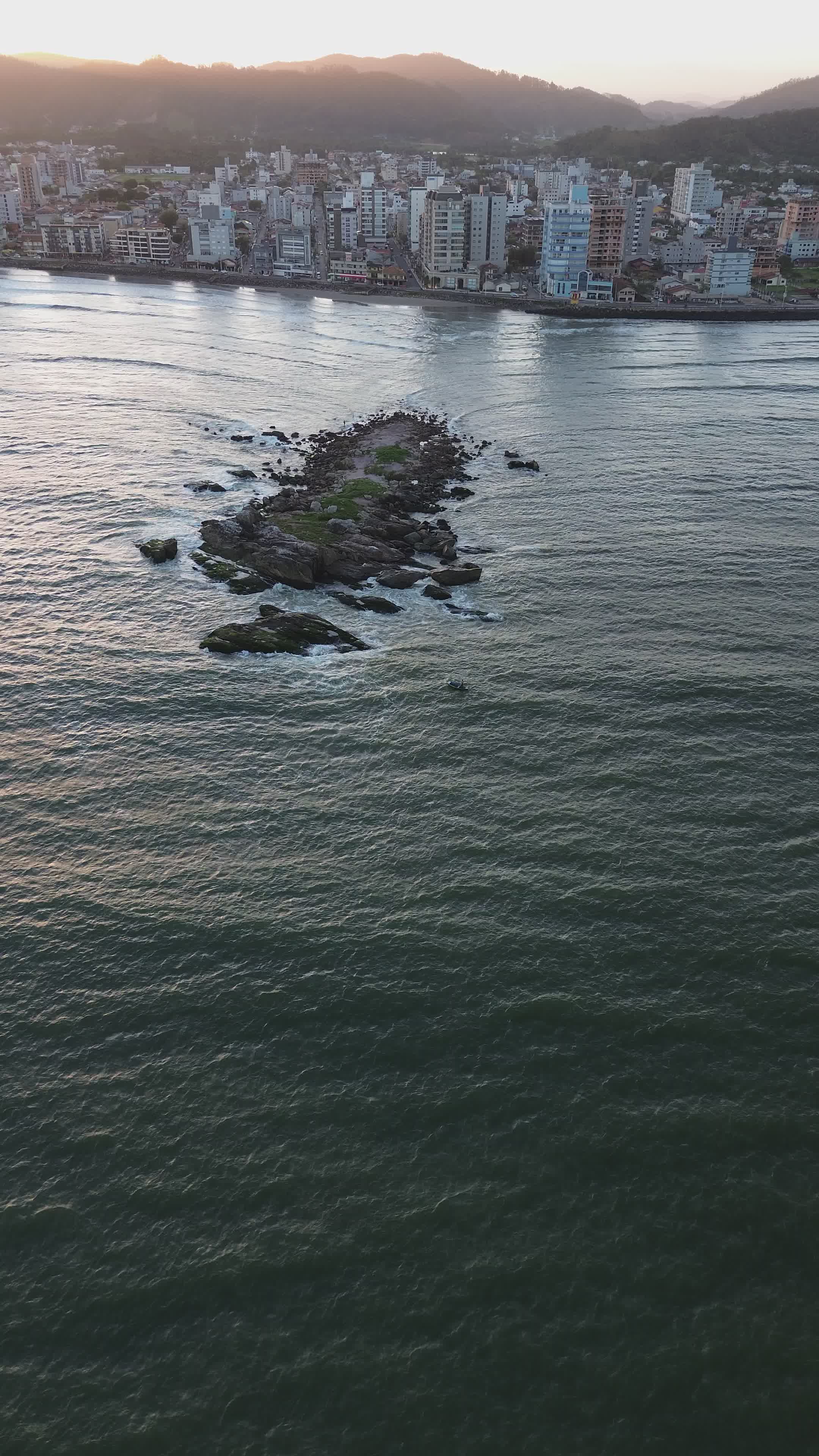 Scenic Aerial View of Coastal City at Sunset Free Stock Video Footage ...