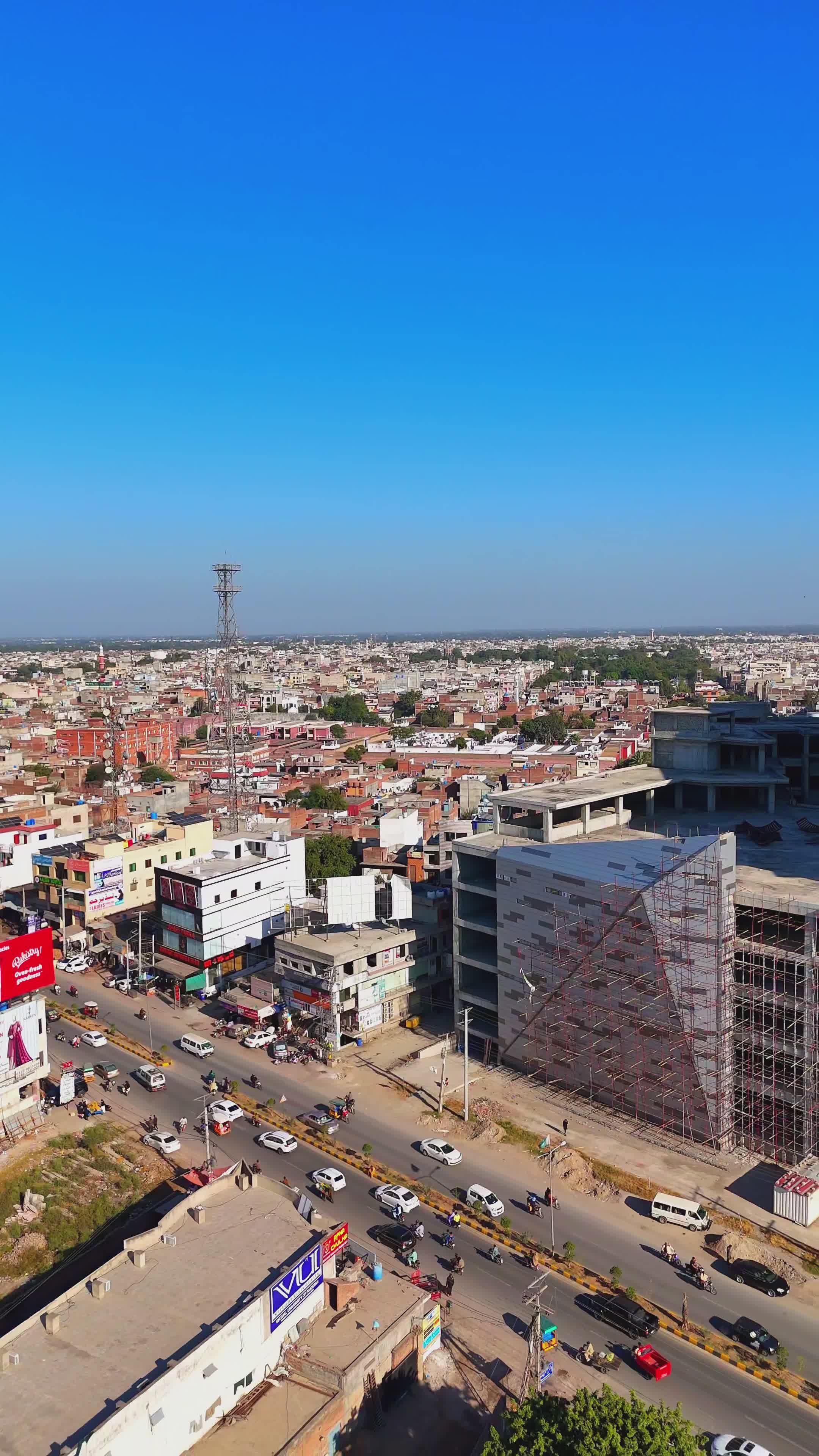Aerial View of Busy Urban Street with Buildings Free Stock Video ...