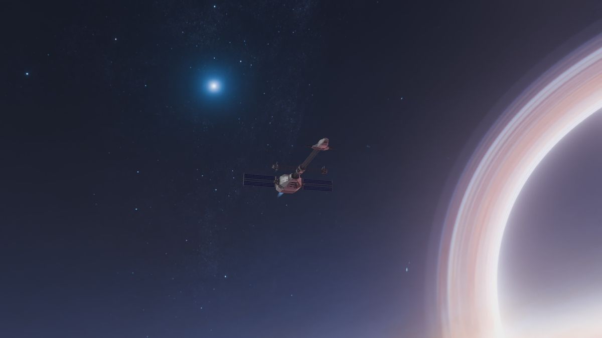 Spaceship Navigating Rings of a Distant Planet Free Stock Video Footage ...