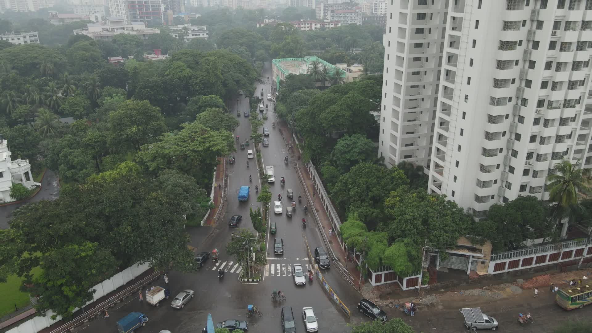 Dhaka City Traffic Aerial View in Monsoon Free Stock Video Footage ...