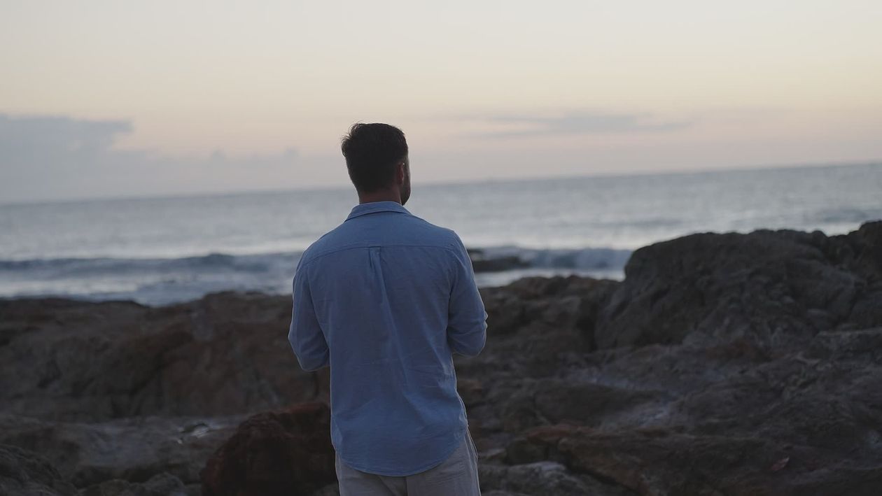 Solitary Man Gazing at Ocean Sunset Free Stock Video Footage, Royalty ...