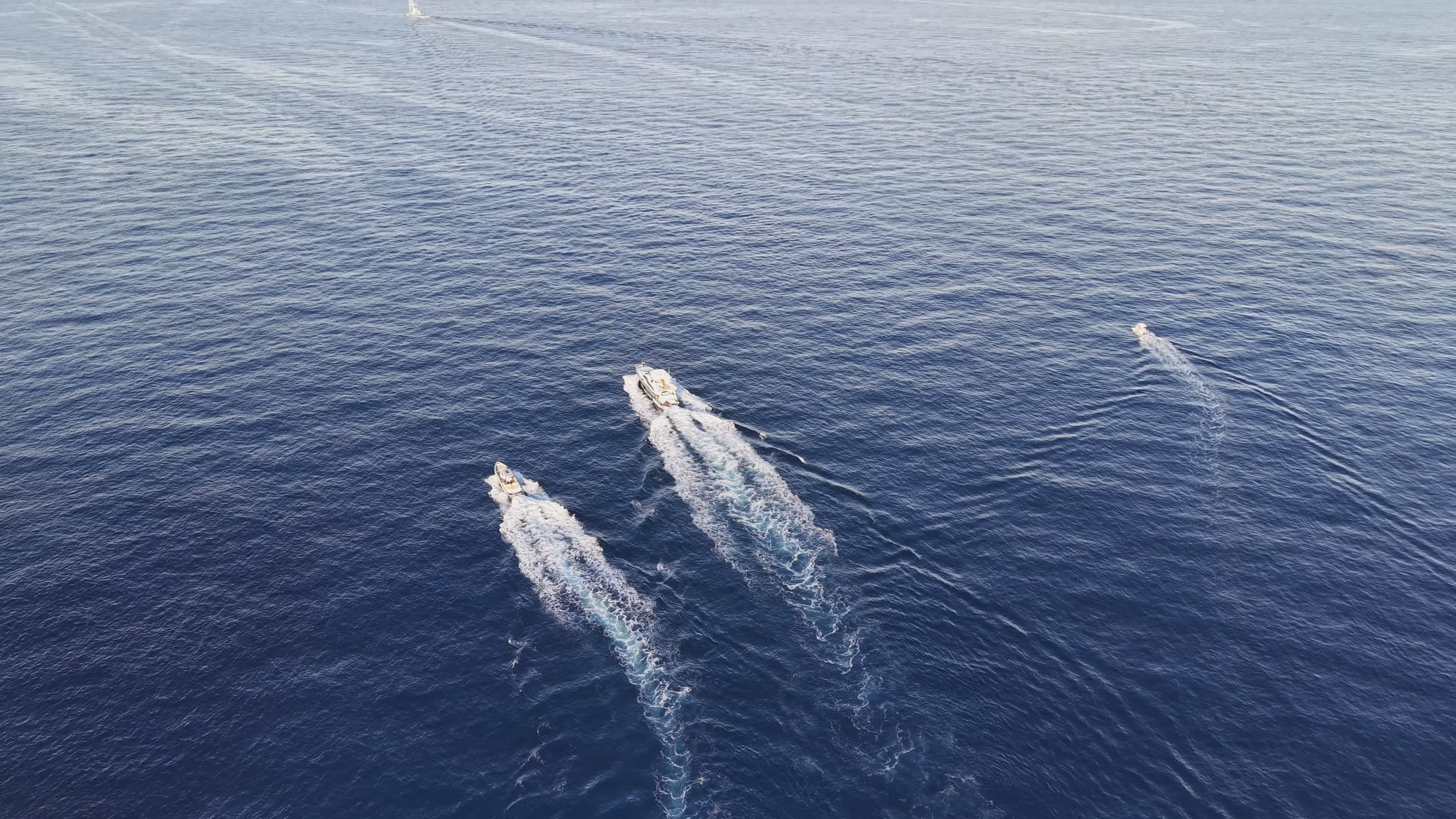 Aerial View of Speedboats Racing on Open Sea Free Stock Video Footage ...
