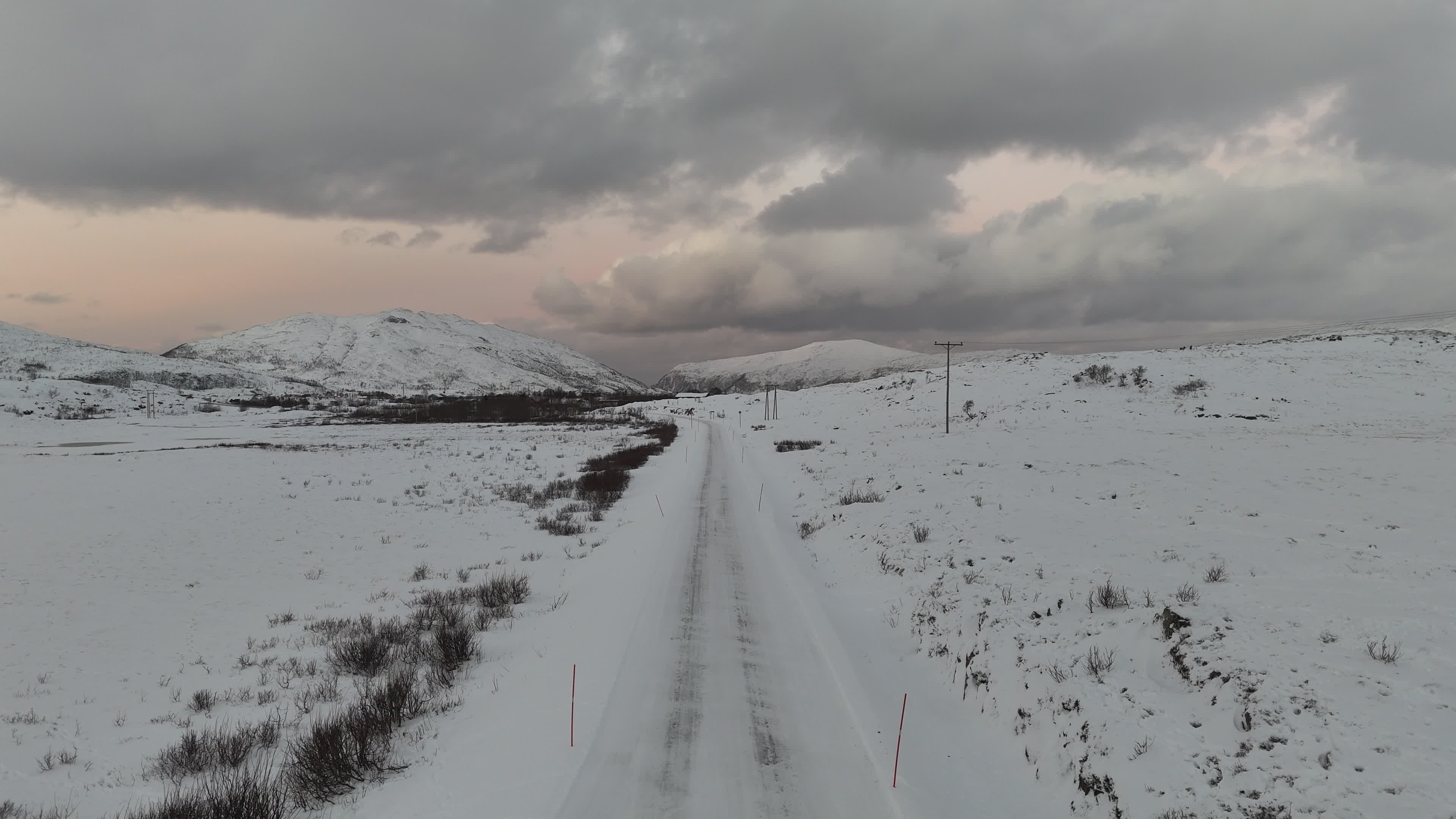 Drone Aerial View of Snowy Norwegian Landscape Free Stock Video Footage ...