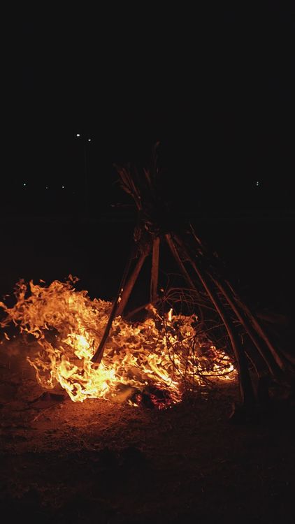 Nighttime Bonfire with Glowing Flames Free Stock Video Footage, Royalty ...