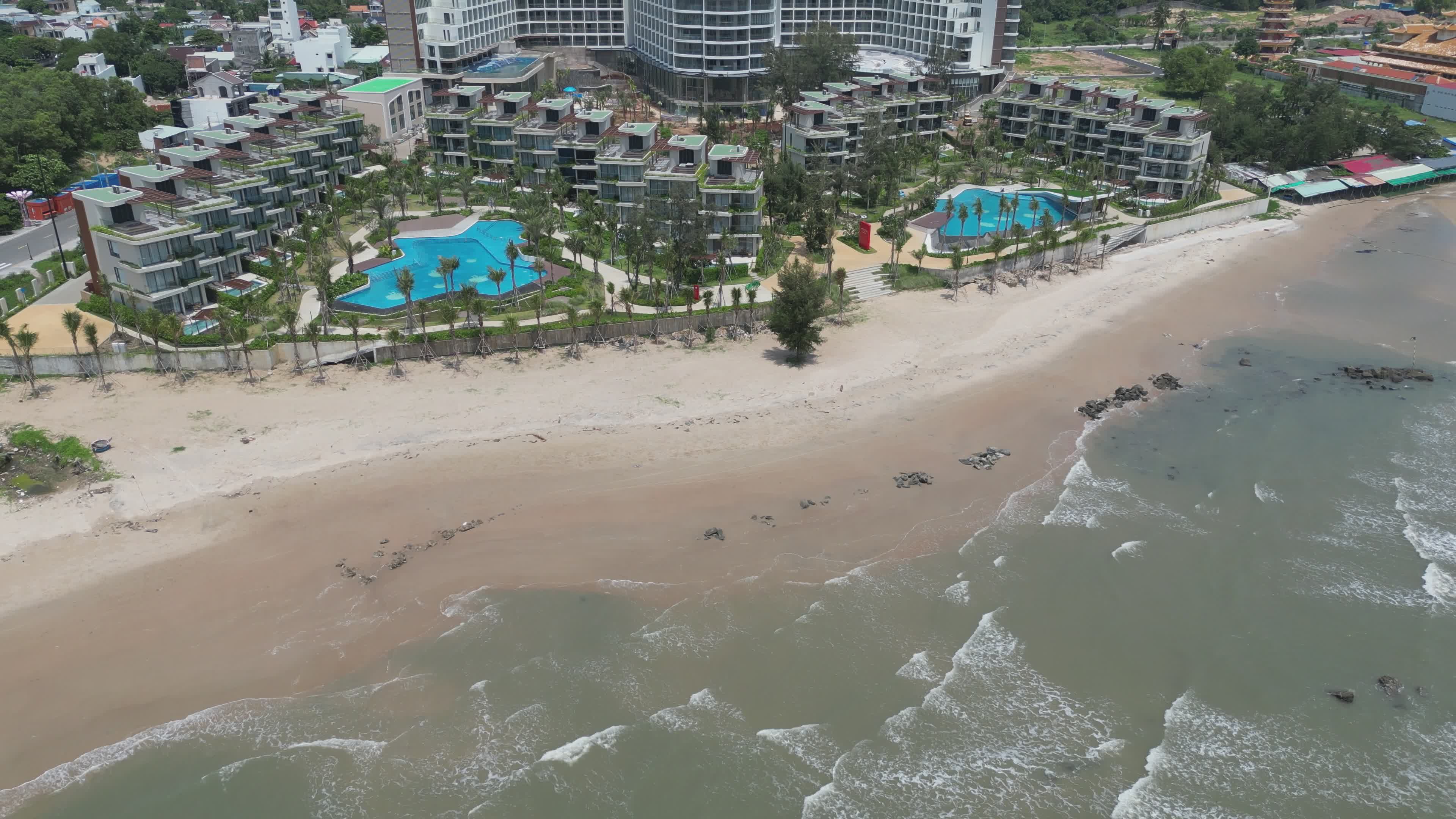 Aerial View of Luxury Beachfront Hotel Resort Free Stock Video Footage ...