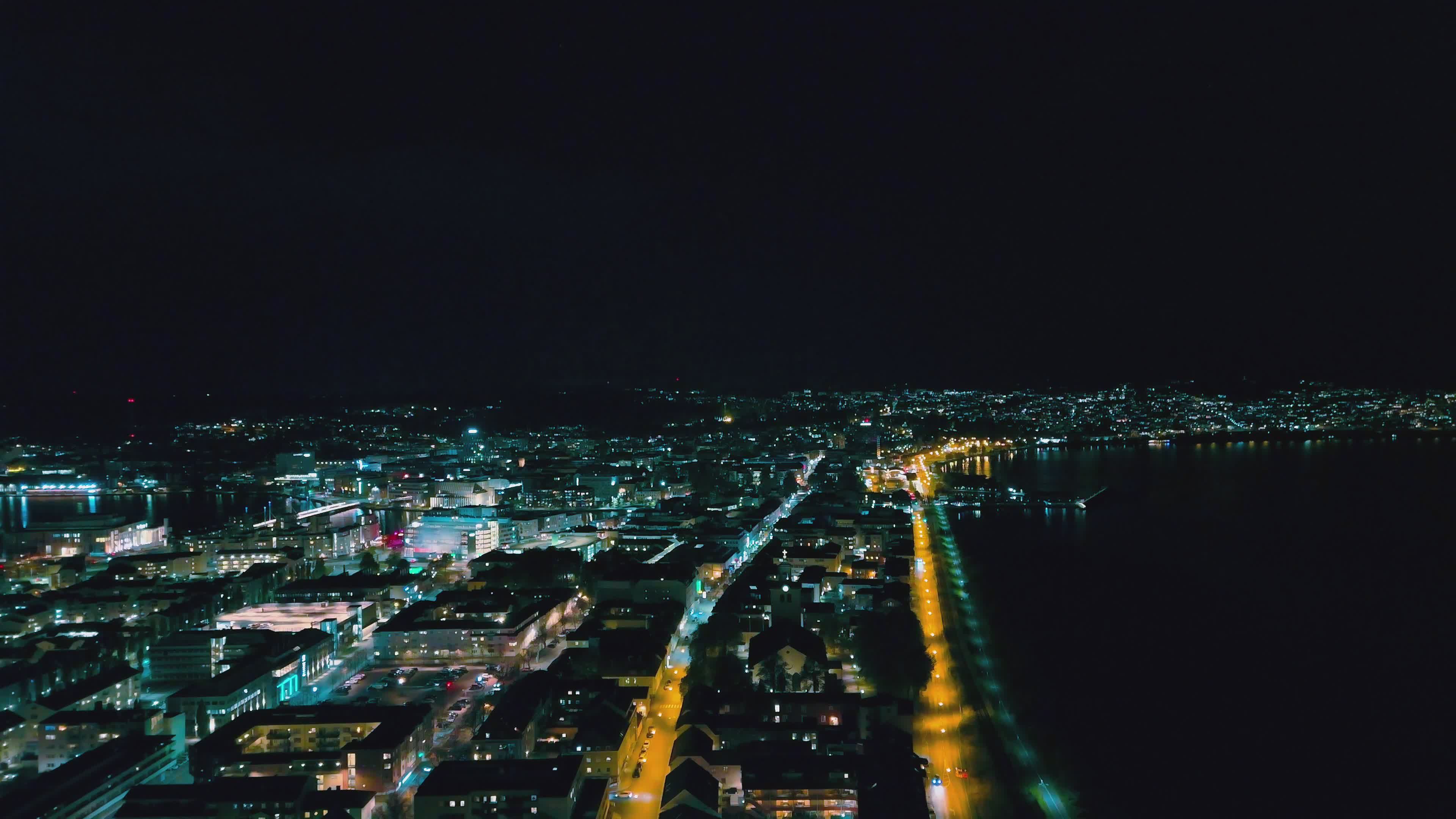 Aerial View of Jönköping City at Night Free Stock Video Footage ...