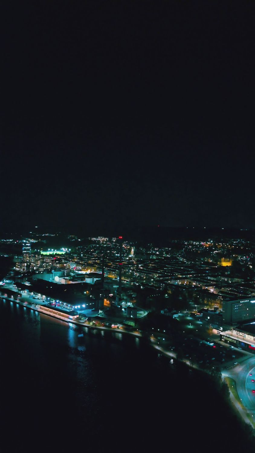 Aerial Night View of Scandinavian Cityscape Free Stock Video Footage ...