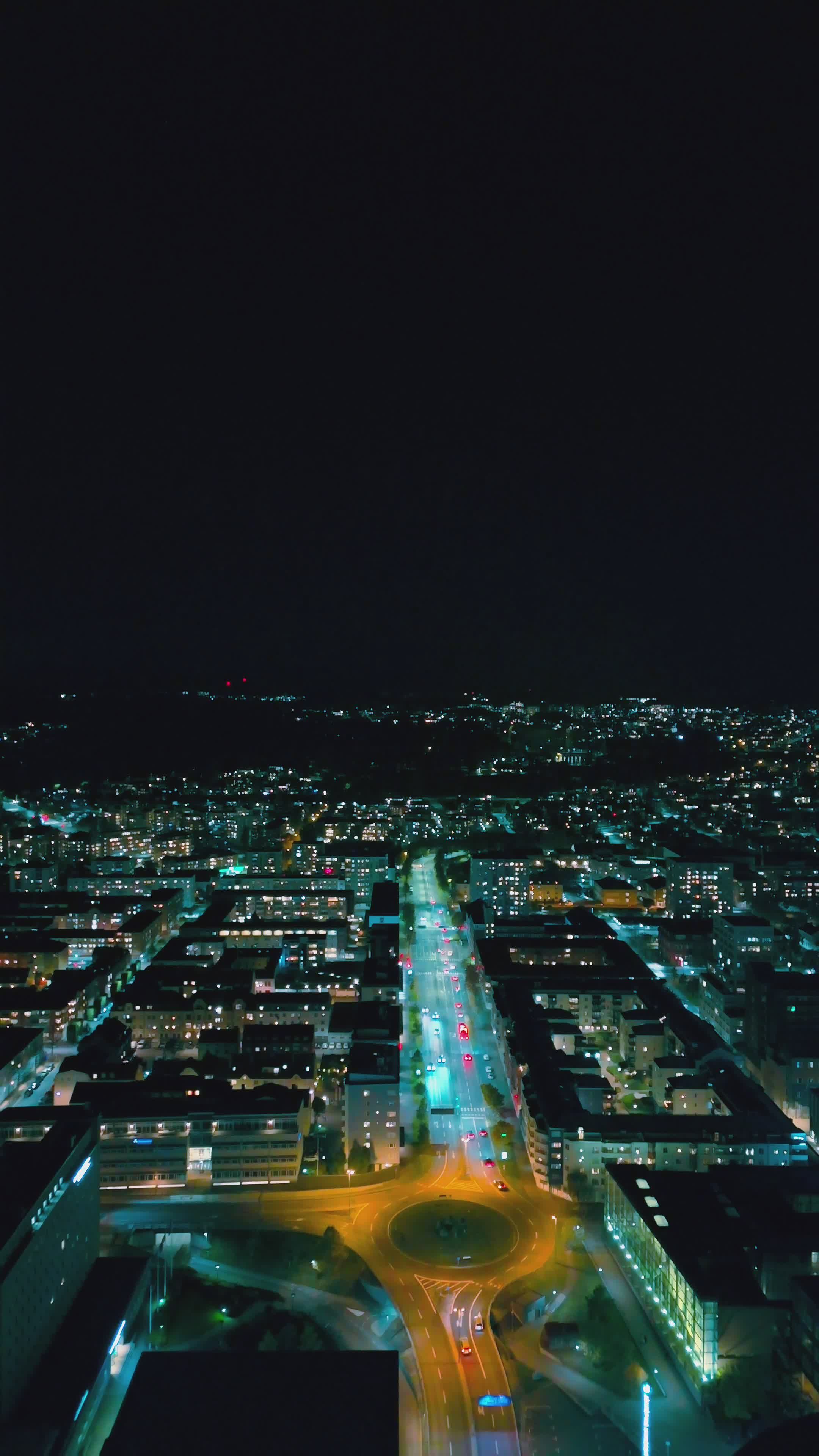 Aerial Night View of Scandinavian Cityscape Free Stock Video Footage ...