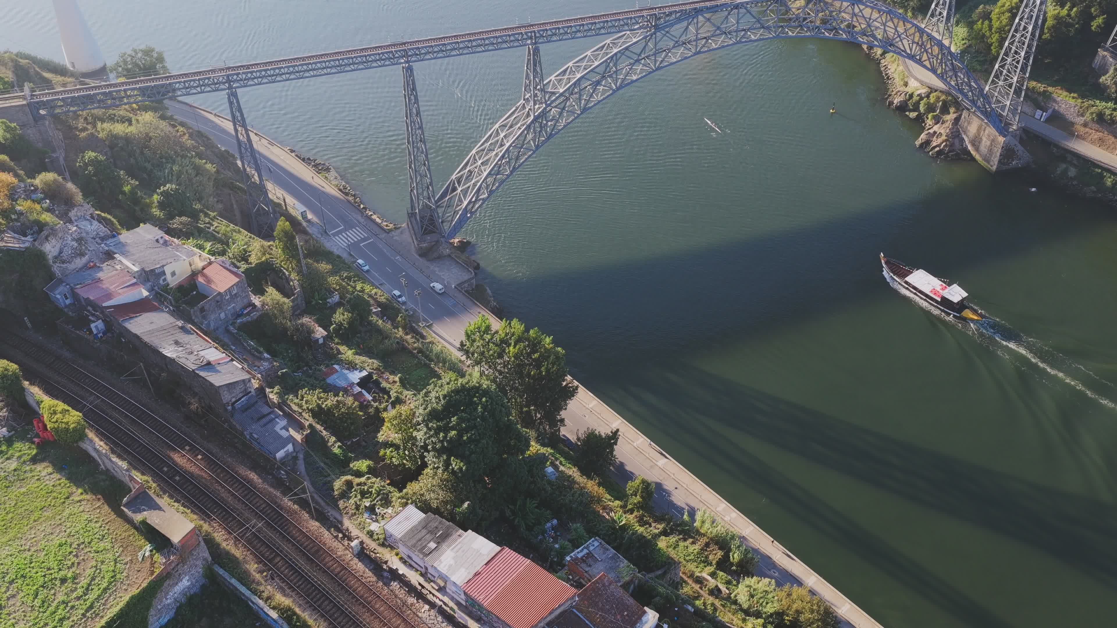 Aerial View of Porto's Iconic Bridge and River Free Stock Video Footage ...