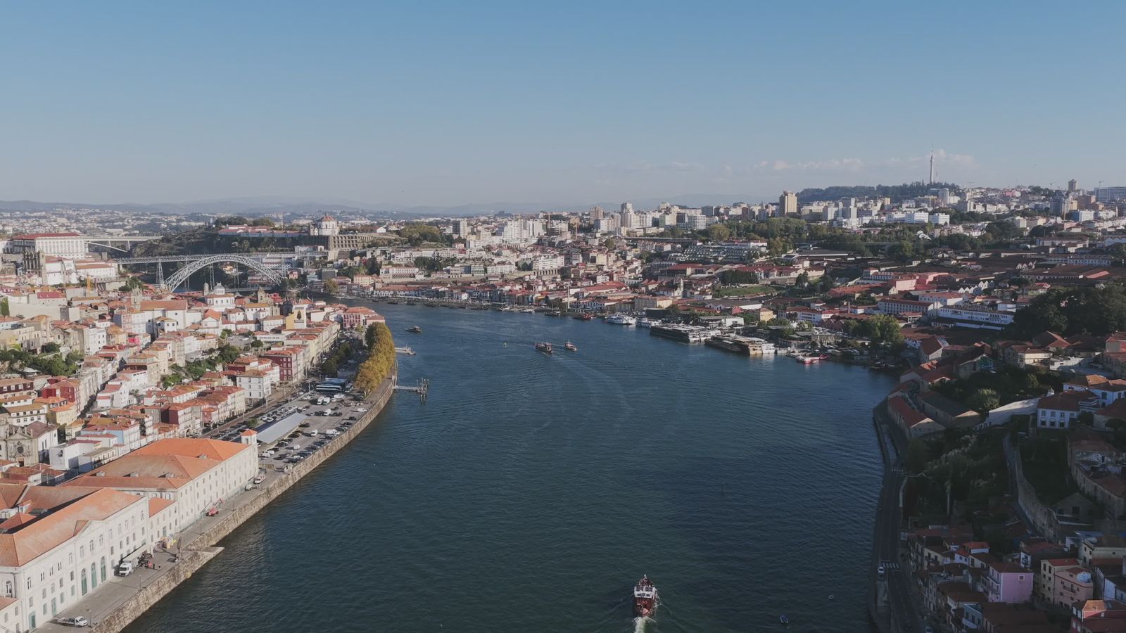 Aerial View of Porto Bridges and Douro River Free Stock Video Footage ...