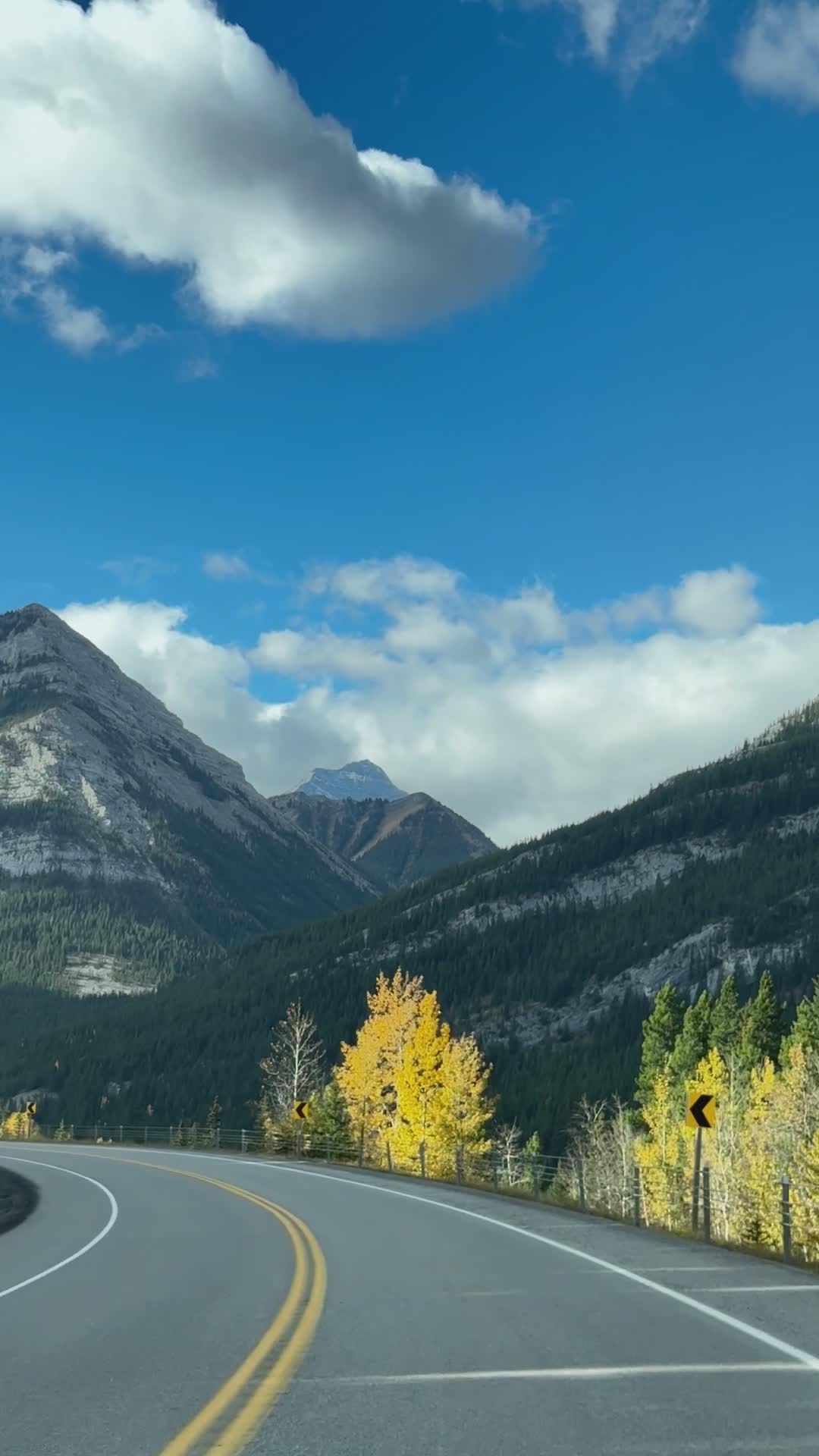 Scenic Mountain Road in Fall with Blue Sky Free Stock Video Footage ...