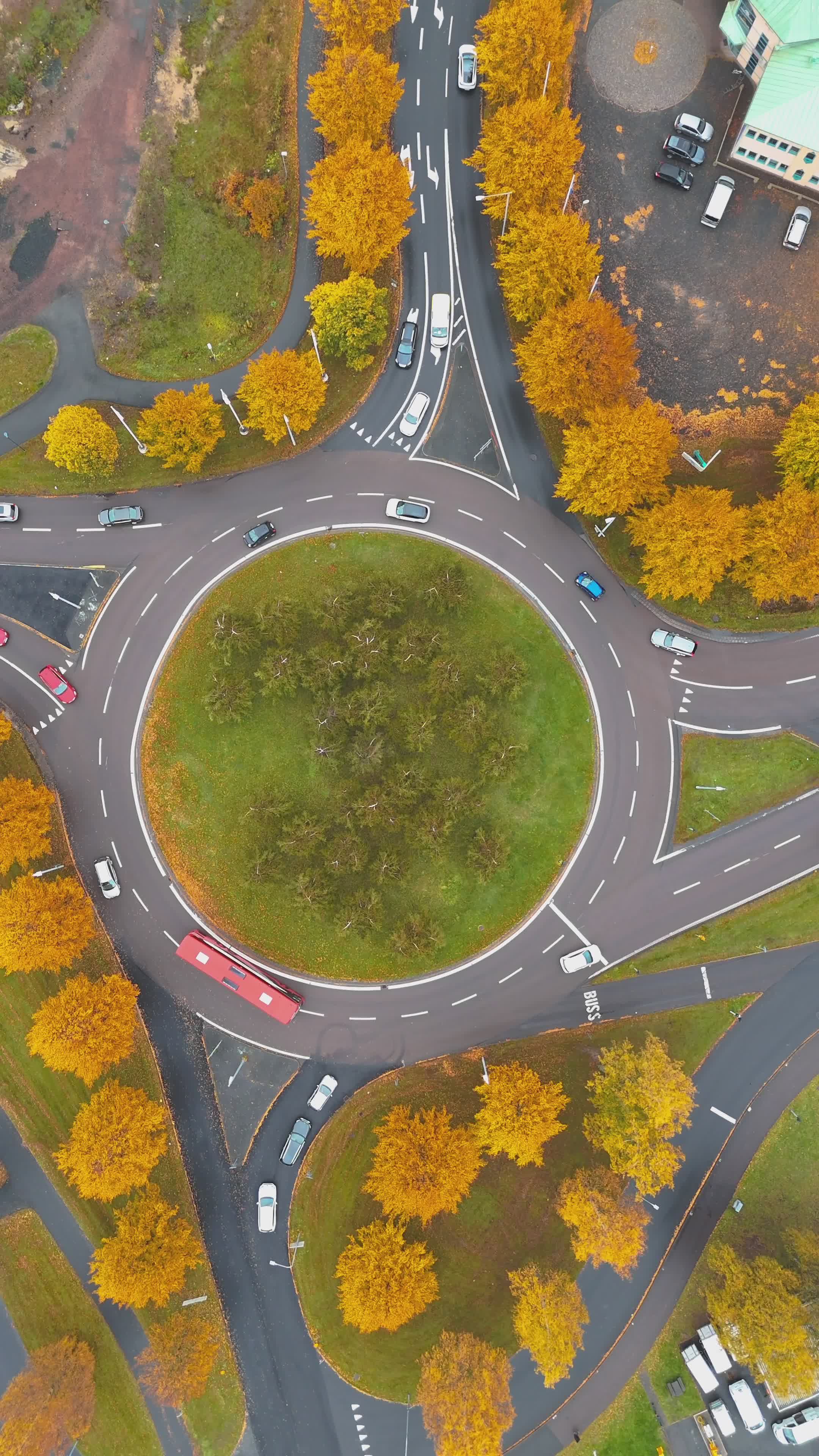 4K Aerial View of Autumn Roundabout Free Stock Video Footage, Royalty ...