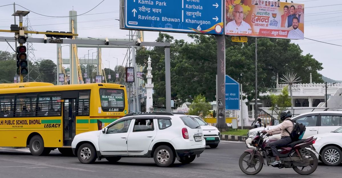 Chauraha In English Traffic at Indian Bridge in Urban Intersection Free Stock Video Footage ...