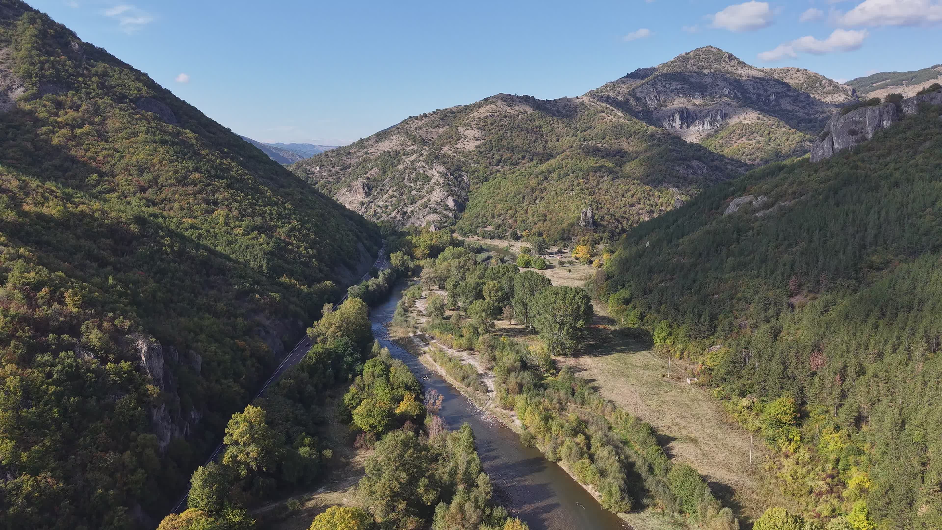 Scenic Aerial View of Rugged Mountain Valley Free Stock Video Footage ...