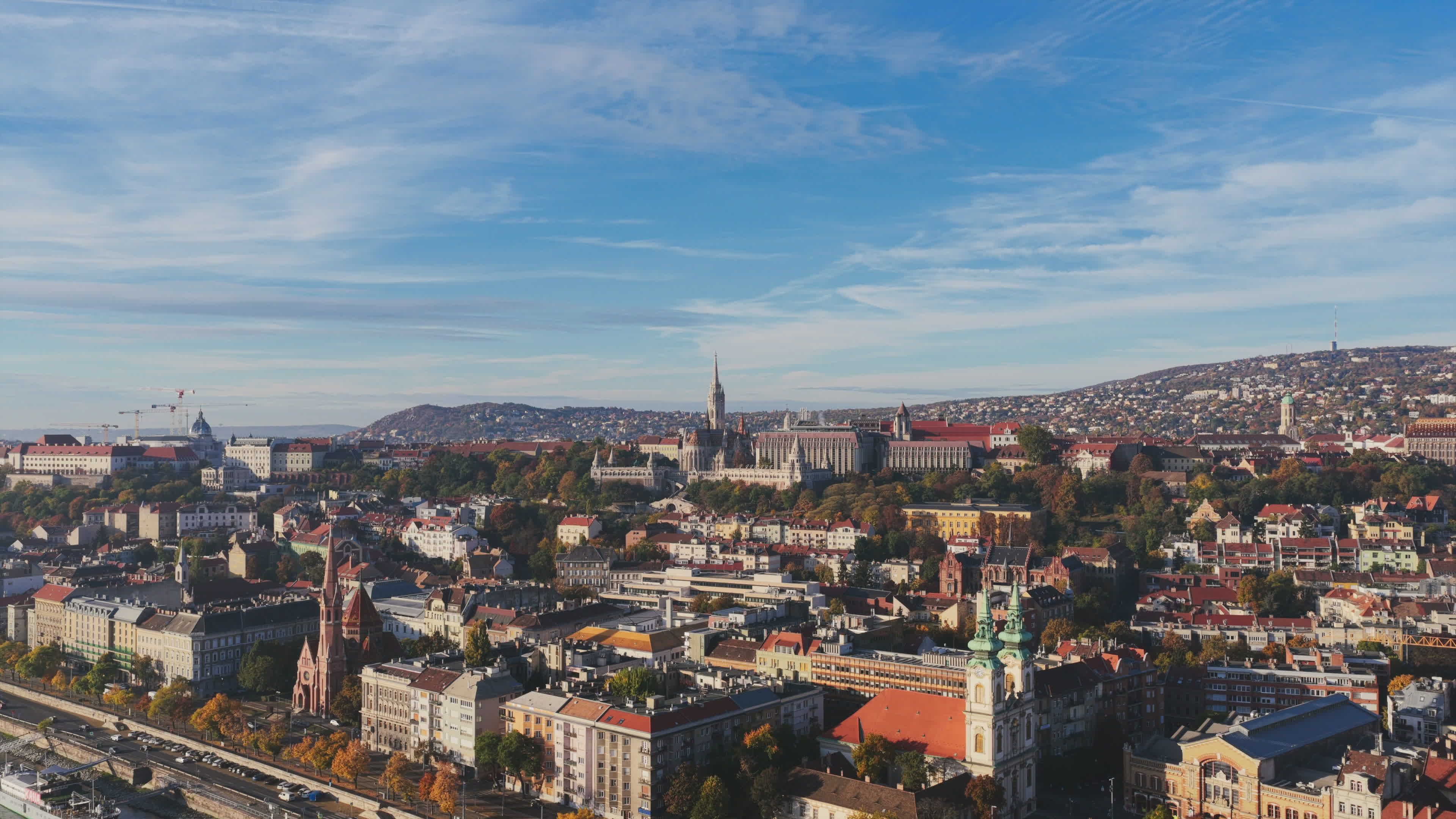 Aerial View of Budapest with Buda Castle Free Stock Video Footage ...