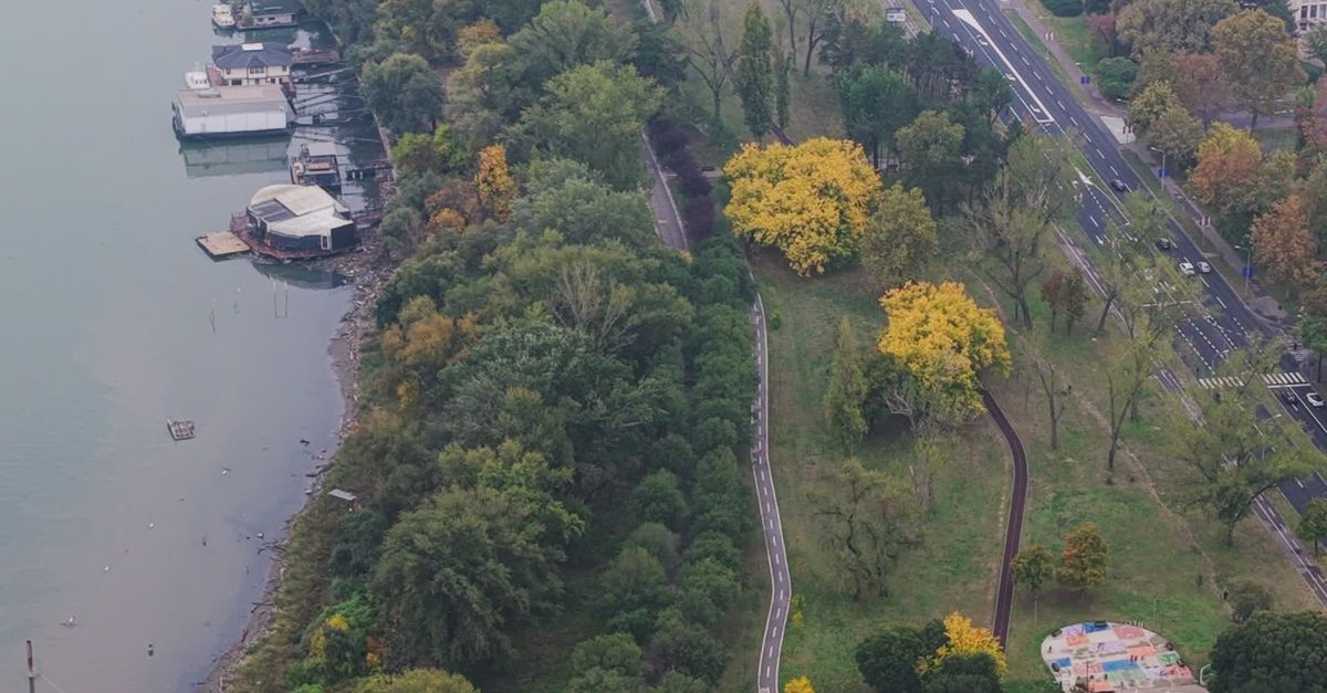 Belgrade Fall Drone Aerial View of Belgrade's Riverside in Fall Free Stock Video ...