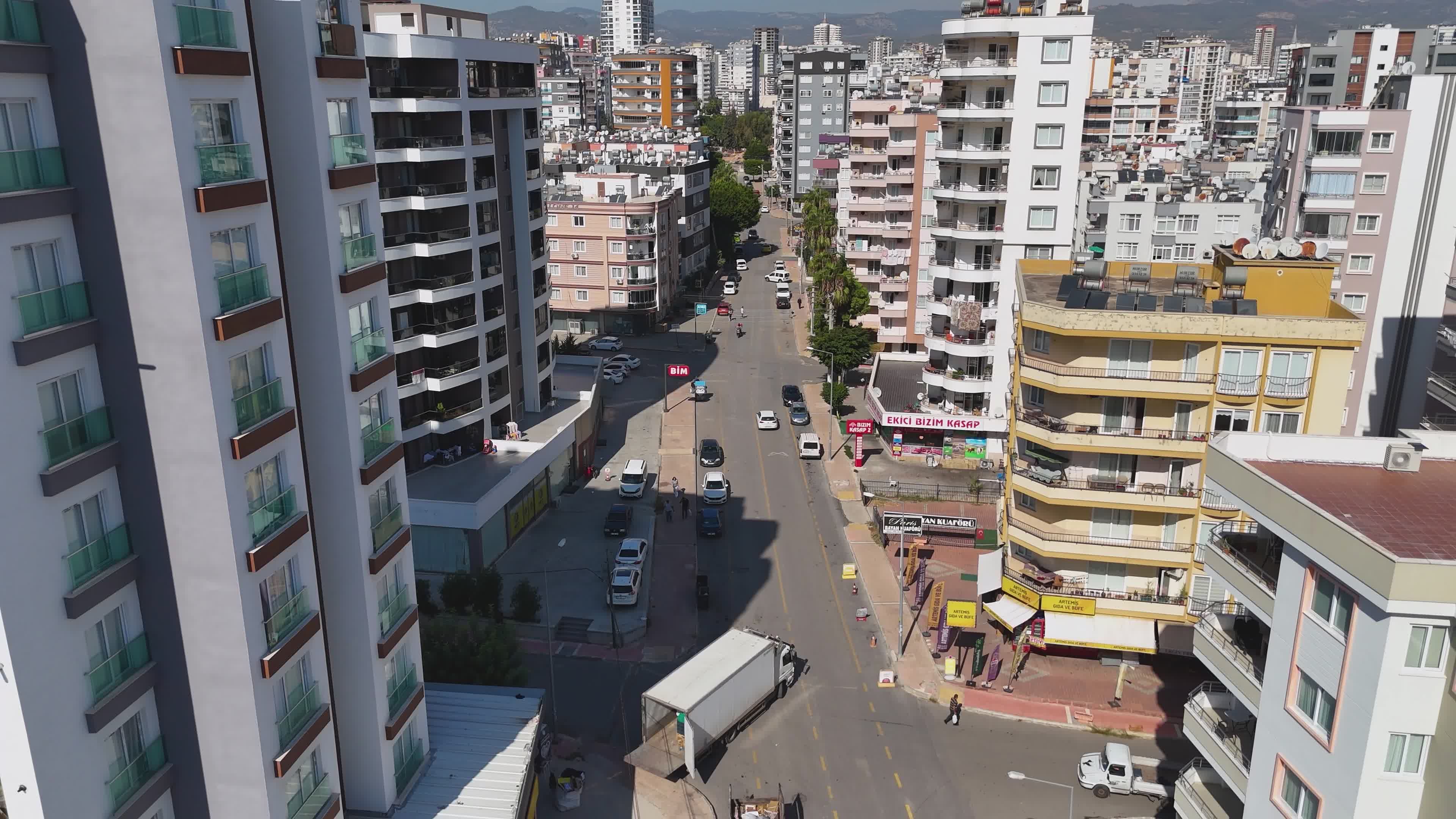 Aerial View of Busy Urban Street in Mezitli Free Stock Video Footage ...