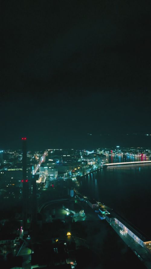 Aerial Night View of a Scandinavian Cityscape Free Stock Video Footage ...