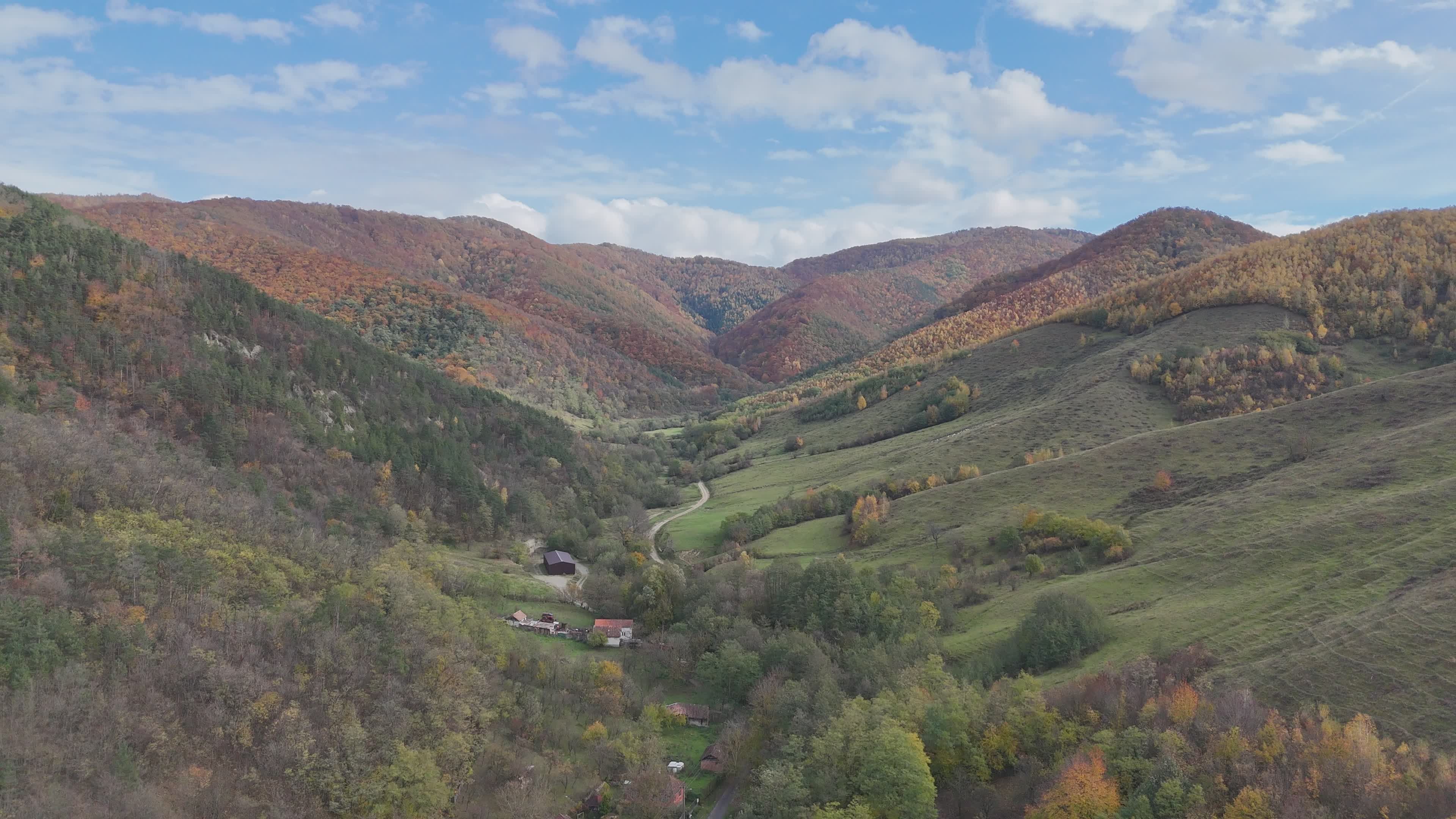 Scenic Autumn Aerial View of Serene Valley Free Stock Video Footage ...