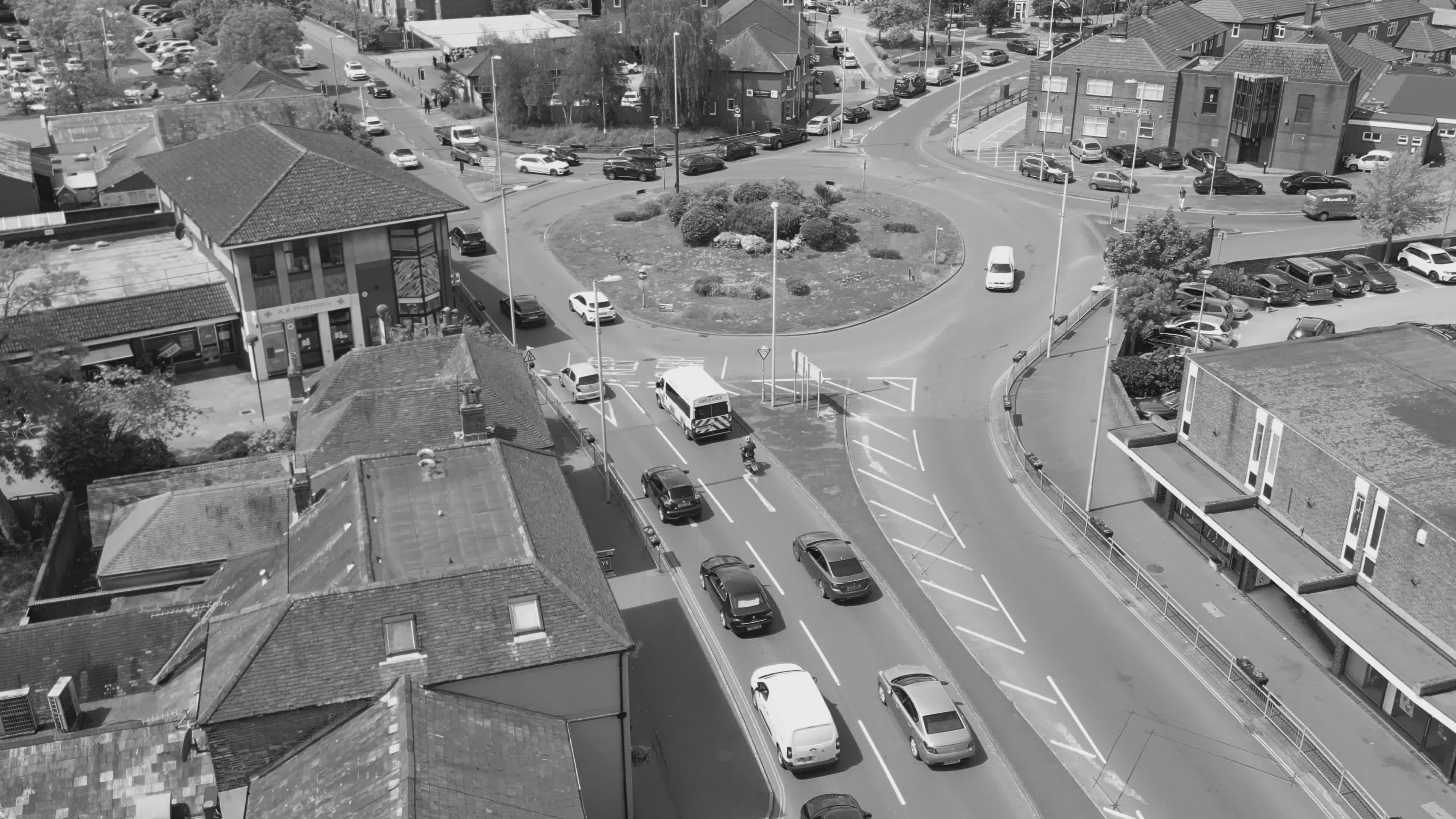 Aerial View of Urban Roundabout and Traffic Free Stock Video Footage ...
