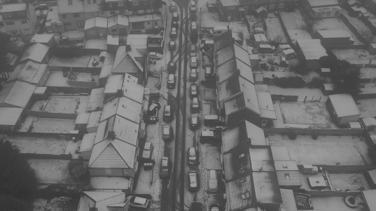 Aerial View of Snow-covered Residential Street Free Stock Video Footage ...