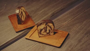 delicious marble cake slices on rustic tray
