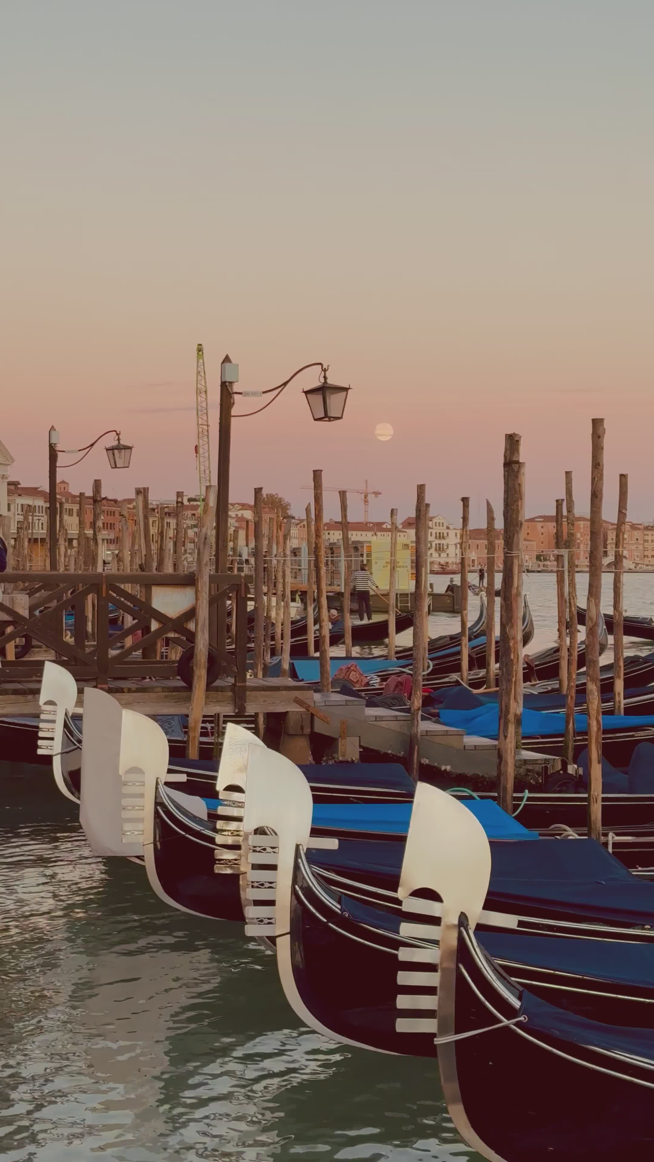 Gondolas at Sunset in Venice's Historic Canal Free Stock Video Footage ...