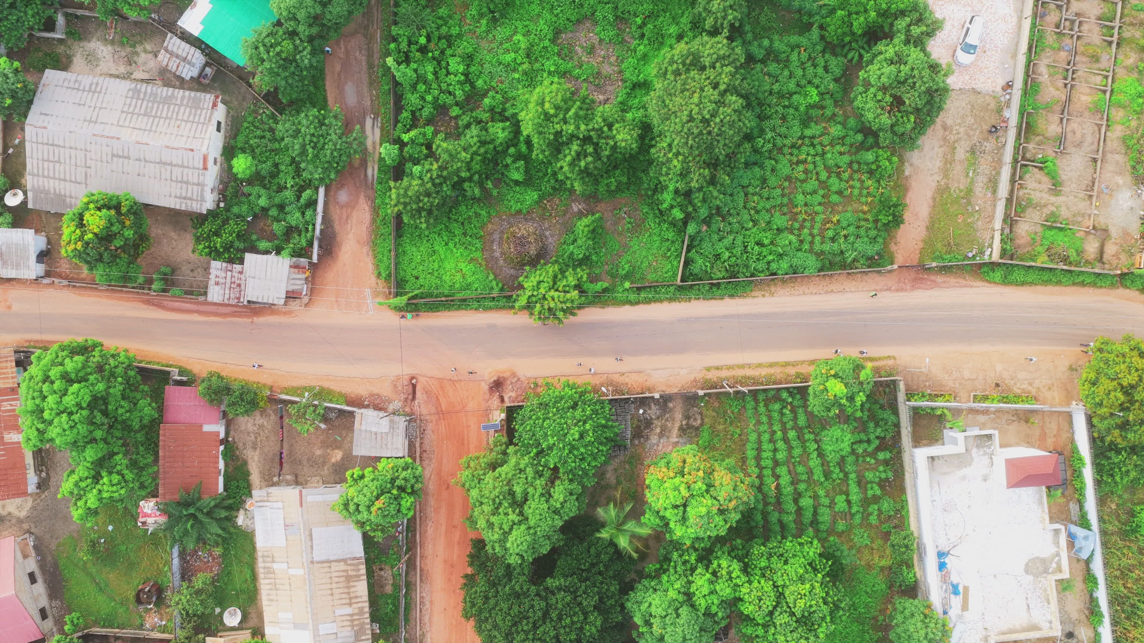 Aerial View of a Rural Road Intersection Free Stock Video Footage ...