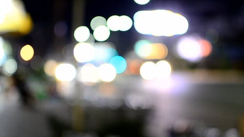 Images Floues Délibérées Des Lumières De La Ville Et De La Voiture La Nuit