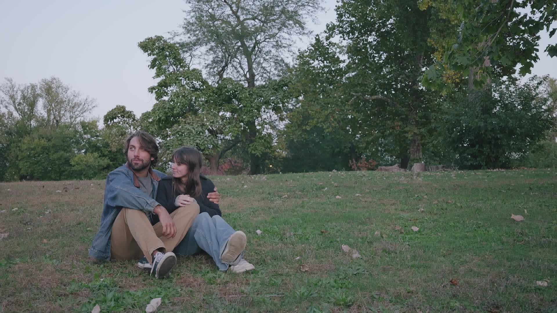 Romantic Couple Relaxing Outdoors in Nature Free Stock Video Footage ...