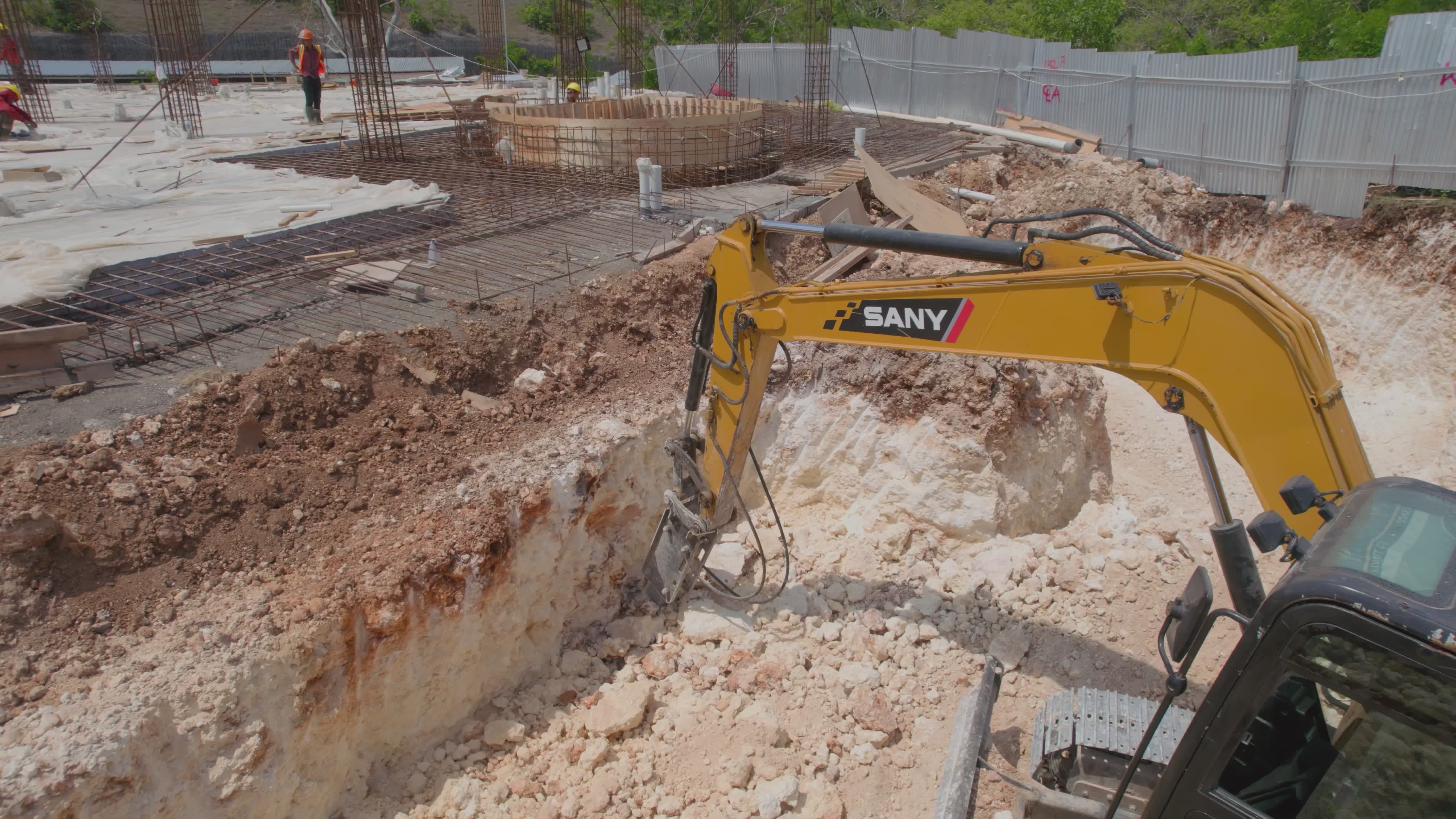 Excavator Digging at Busy Construction Site Free Stock Video Footage ...