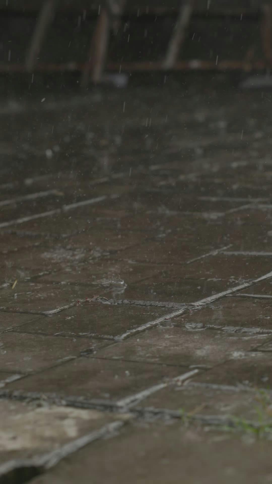 raindrops falling on outdoor pavement 34528535