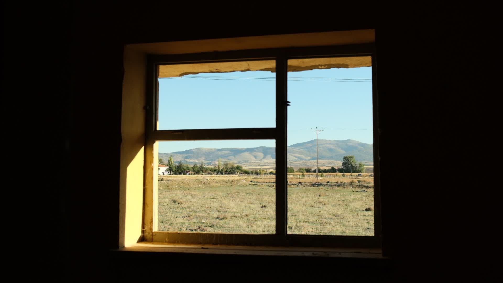 Rustic Window View of Tranquil Countryside Free Stock Video Footage ...