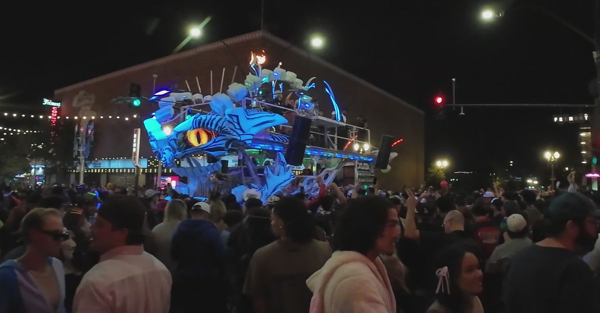 Parade Work Night Vibrant Night Parade with Dazzling Floats Free Stock Video Footage ...