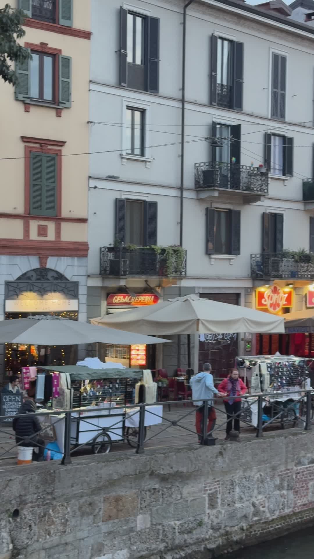 Charming Evening Stroll Along Milan's Canals Free Stock Video Footage ...