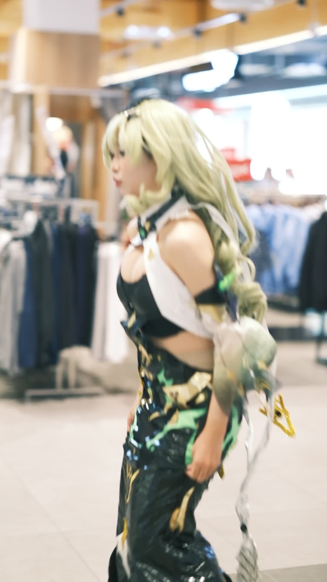 Vibrant Cosplay Performance in Modern Mall Free Stock Video Footage ...