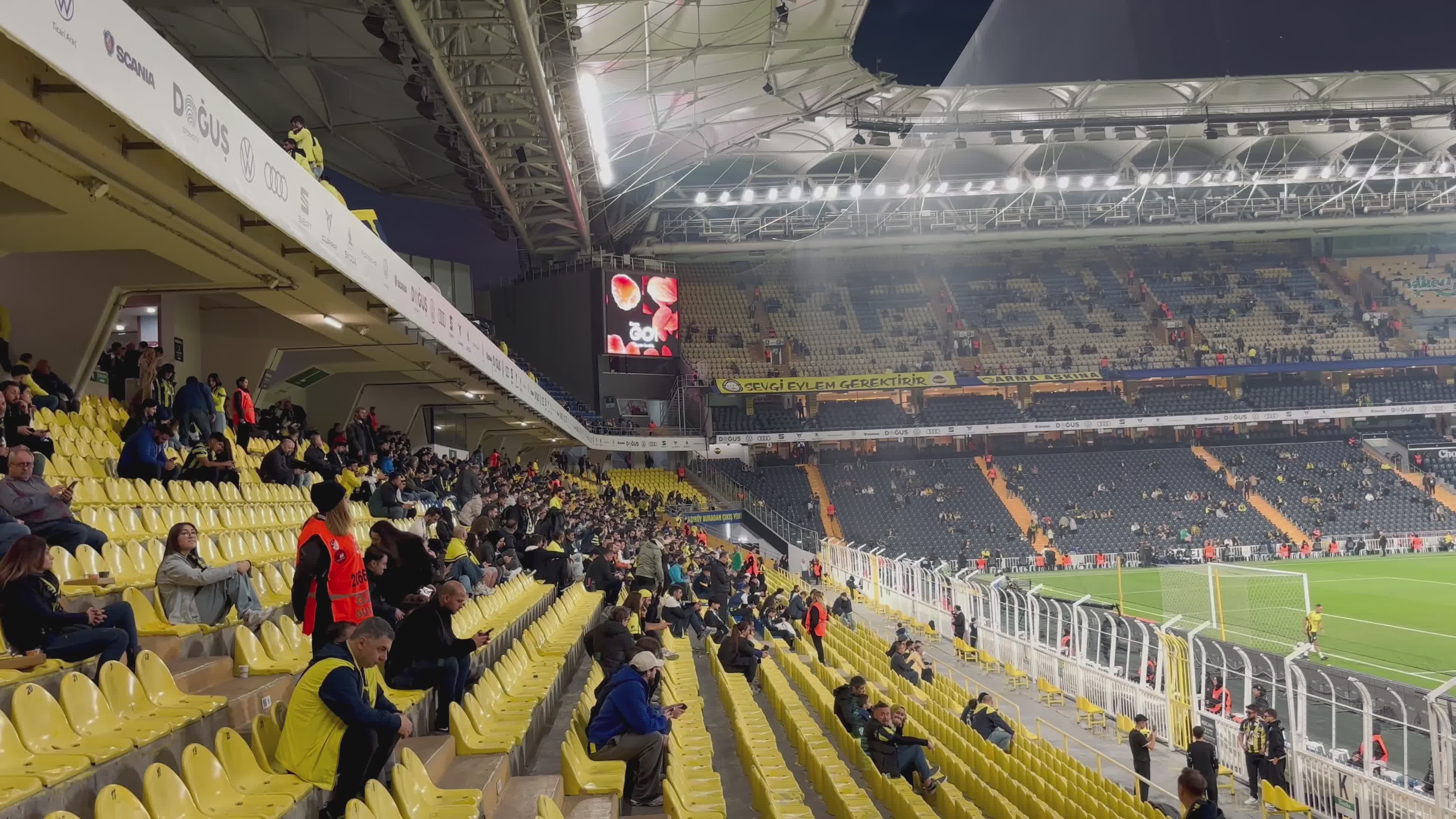 Sparse Crowd in Illuminated Football Stadium Free Stock Video Footage ...