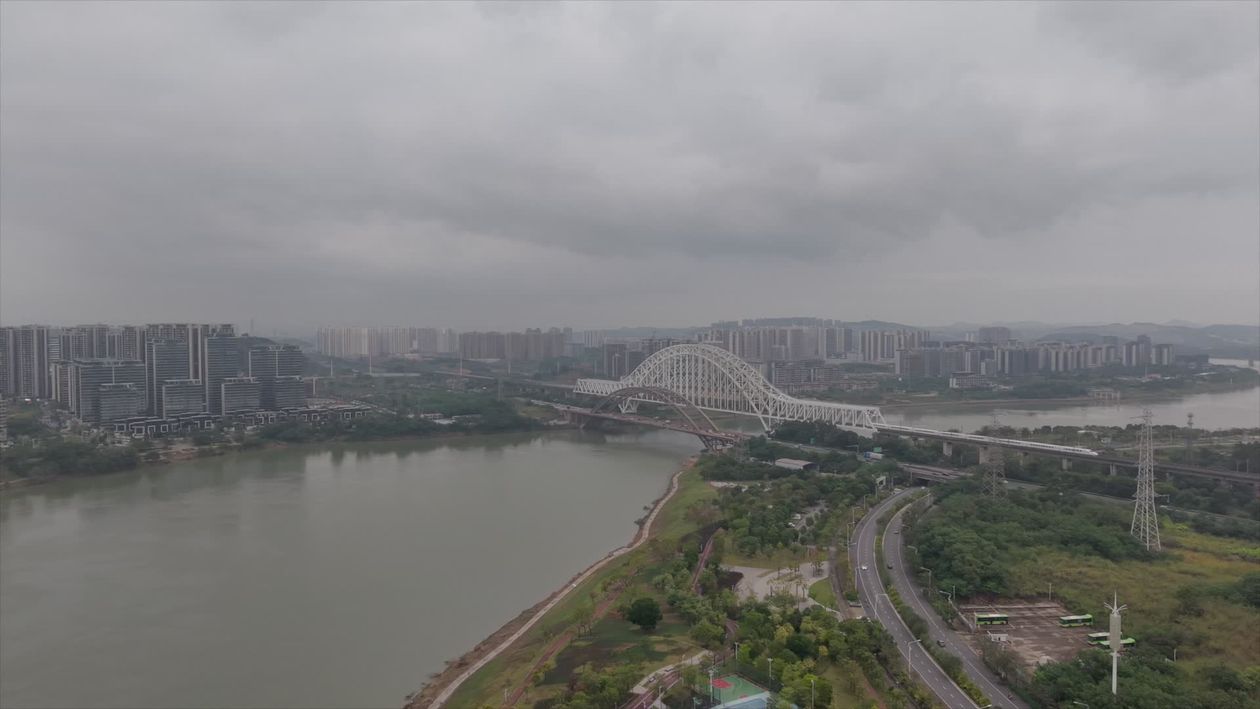 Aerial View of Bridge and River on Cloudy Day Free Stock Video Footage ...