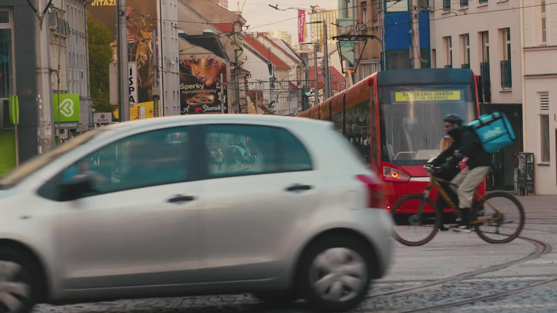 bicycle courier on busy city street 34597898 — free pexels stock footage
