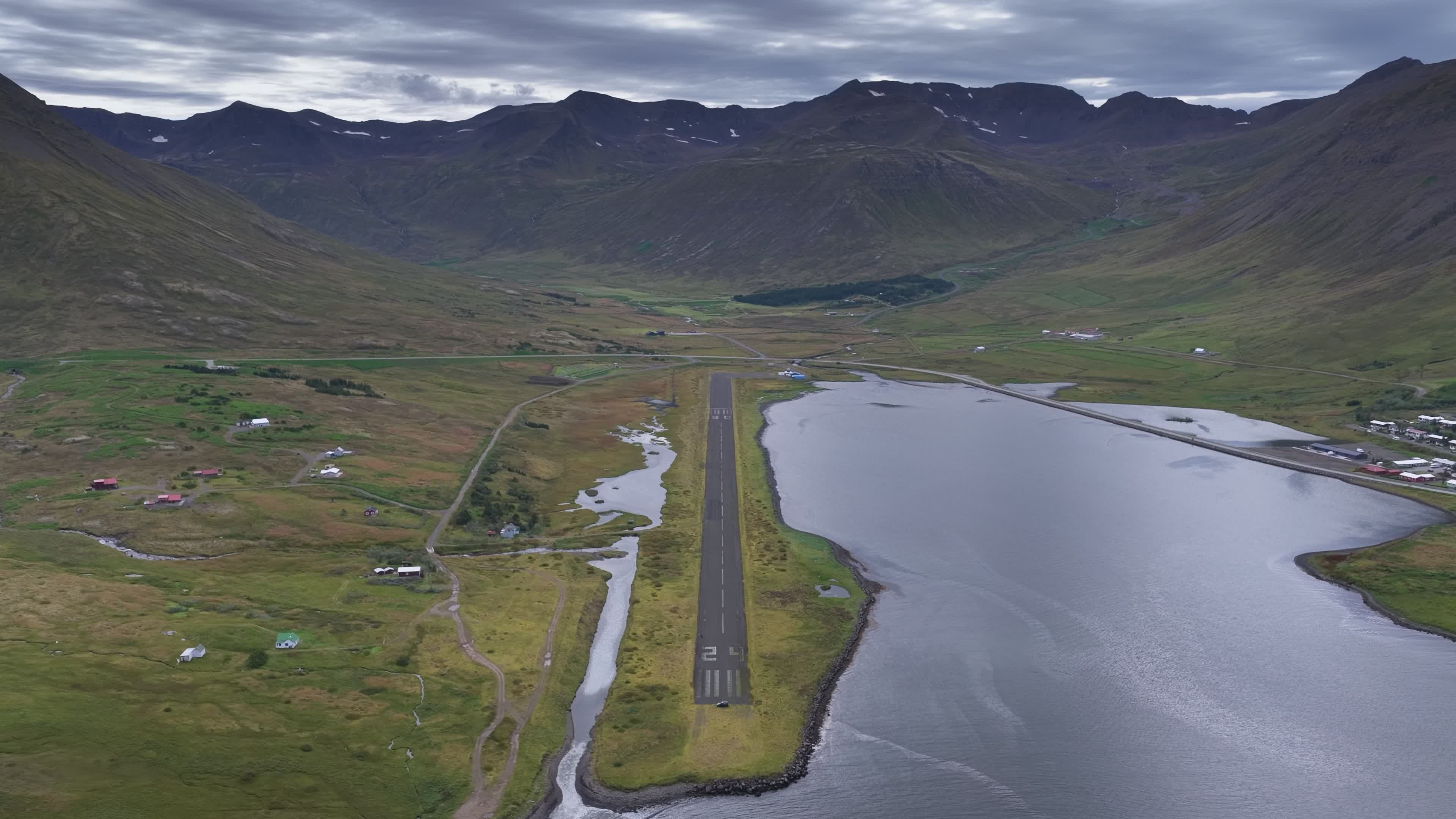 Scenic Aerial View of Remote Runway in Iceland Free Stock Video Footage ...