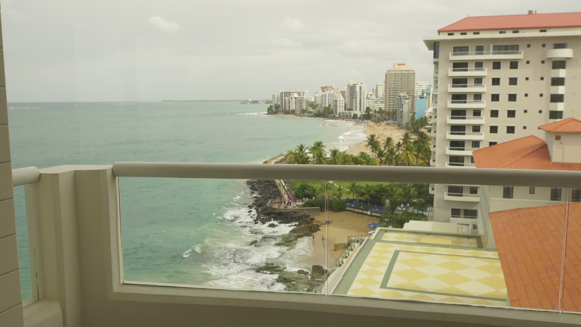 Aerial View of Coastal Skyline and Ocean Free Stock Video Footage ...