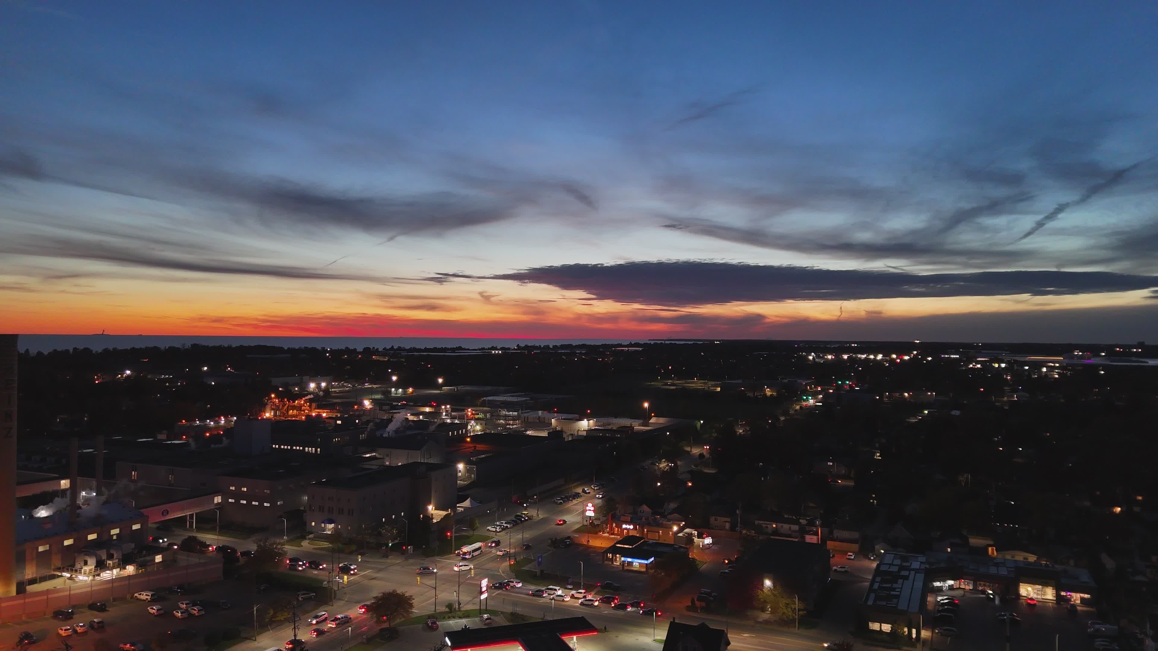 Aerial View of Cityscape at Sunset Free Stock Video Footage, Royalty ...