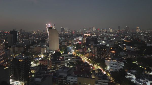 Vibrant City Skyline at Night - Aerial View Free Stock Video Footage ...