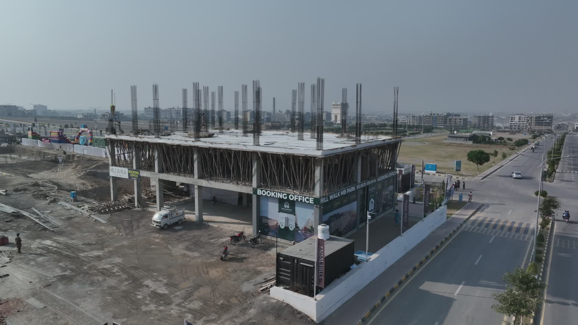 Aerial View of Construction Site with Building Framework Free Stock ...