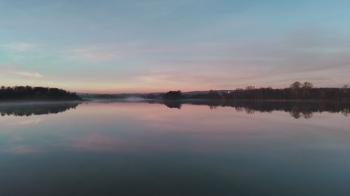 Aerial View of Serene Sunrise Lake Scene Free Stock Video Footage ...