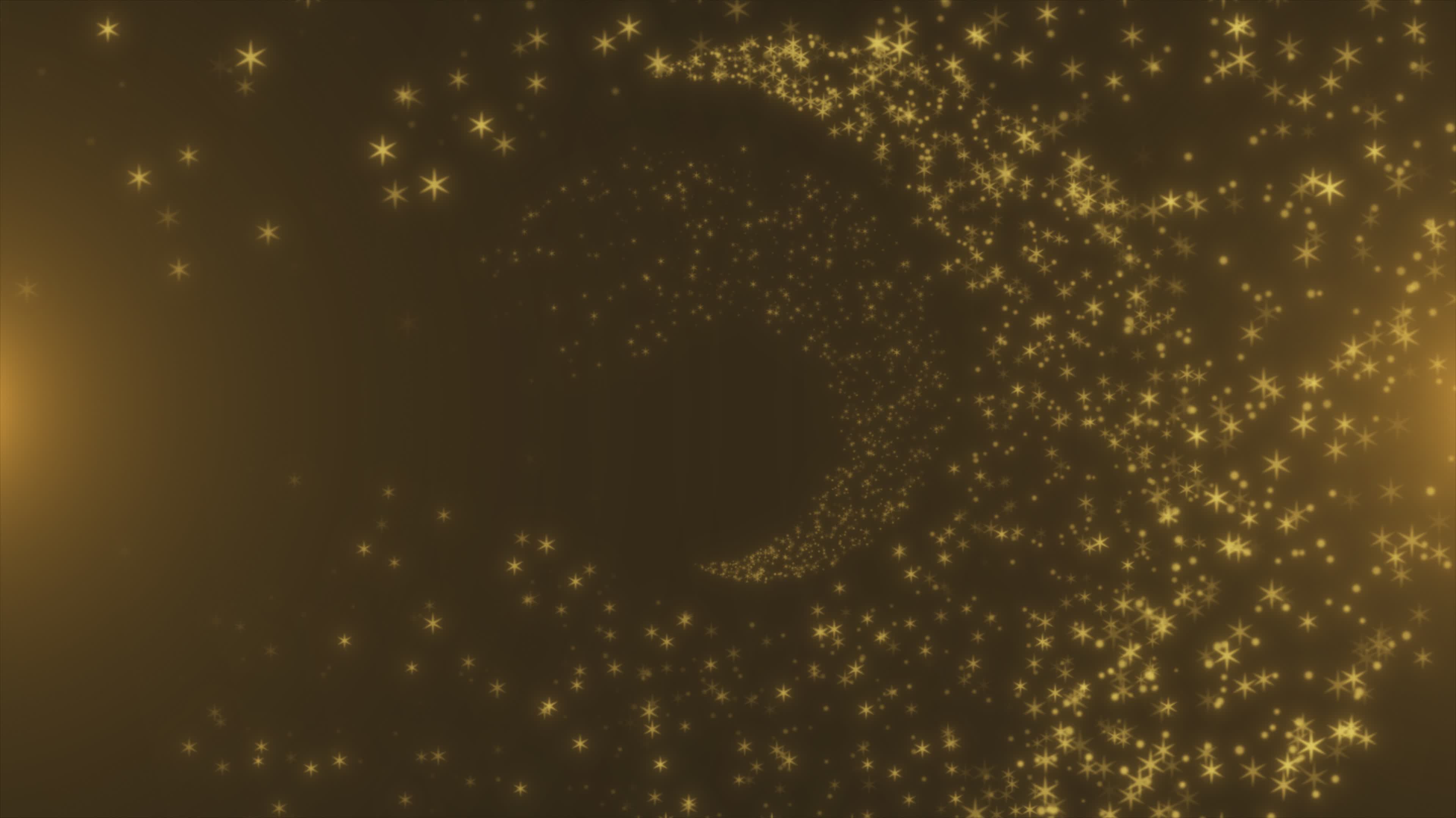 Golden Glitter Particle Swirl in Abstract Space Free Stock Video ...