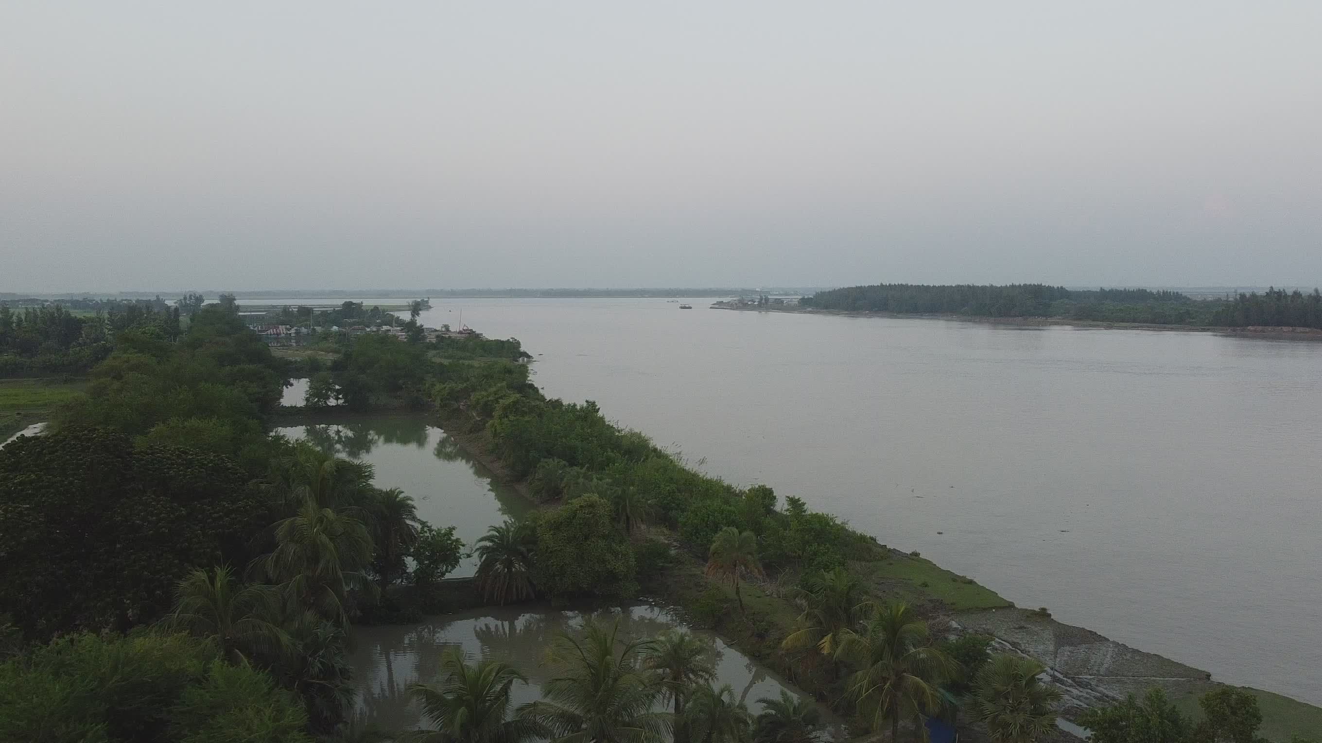 Aerial View of Tranquil River Landscape at Dusk Free Stock Video ...
