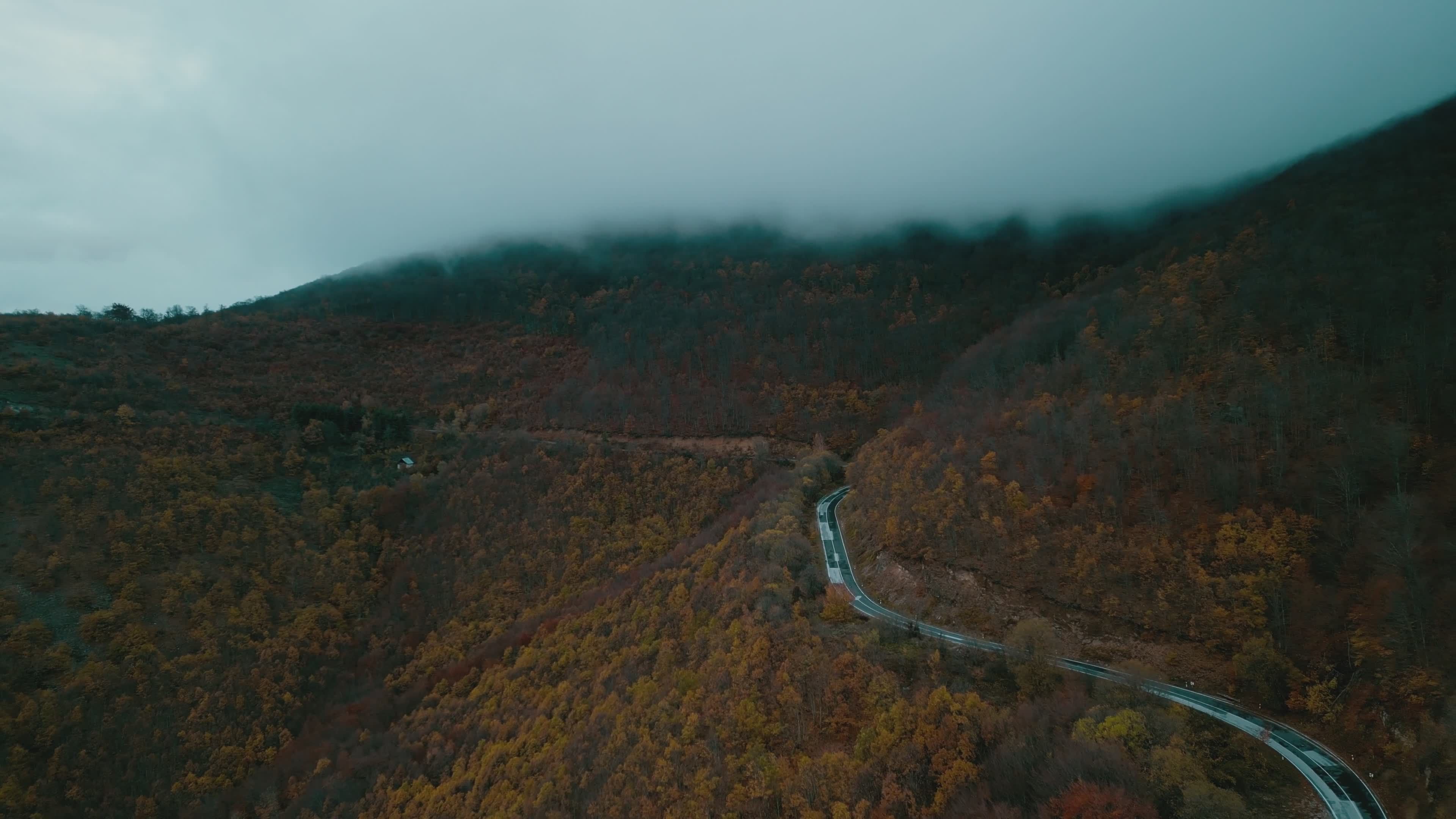 Drone Aerial View of Autumn Mountain Road Free Stock Video Footage ...